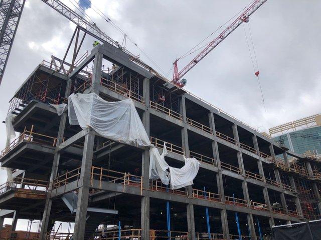 Photo of a commercial building under construction.